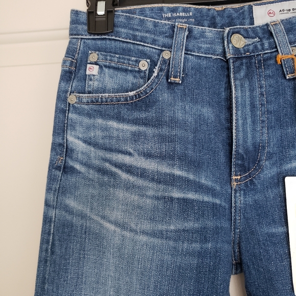 AG the Isabelle high waist cuff crop straight leg jeans in 15y finite size 24 - Picture 7 of 16